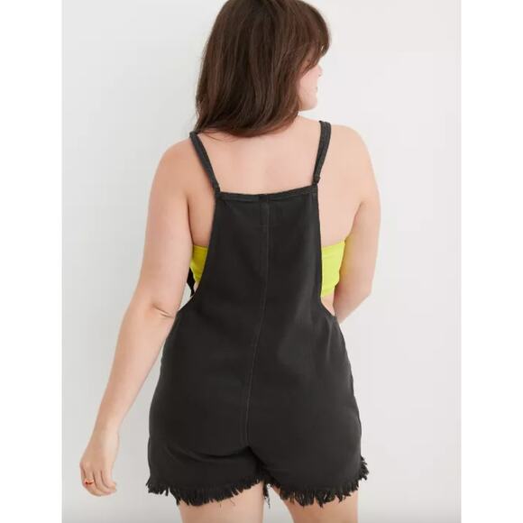NWT Aerie Double Strap Shortall Smoked Gray Size Small Overall Shorts - Picture 2 of 12